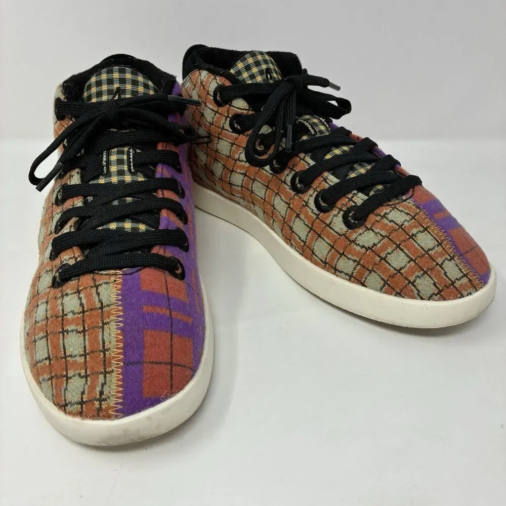 Allbirds Wool Piper Mid Shoes Womens 9 Orange Purple Plaid Limited Ed Sneakers